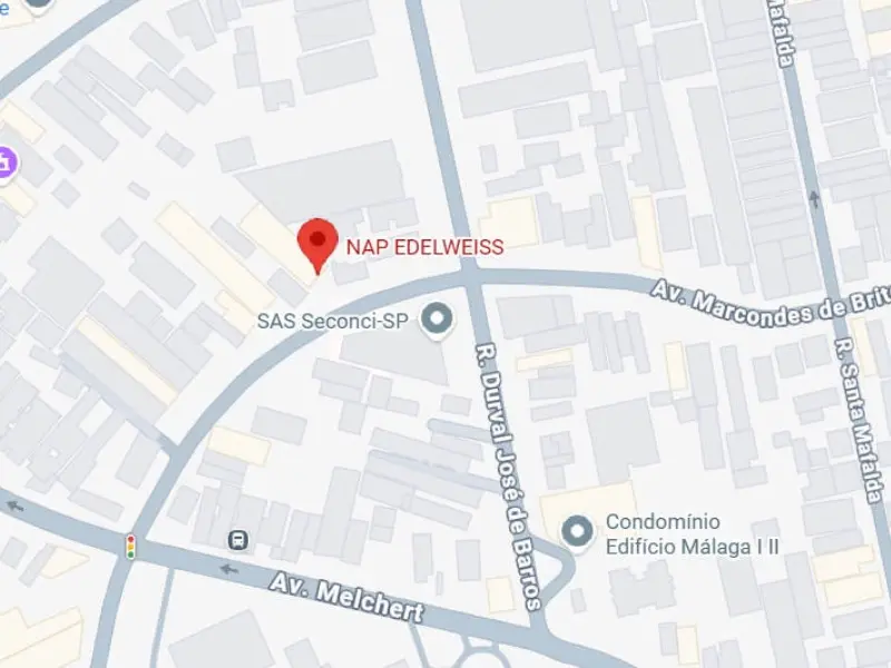 Mapa de localização da Clínica NAP Edelweiss na Vila Matilde Zona Leste